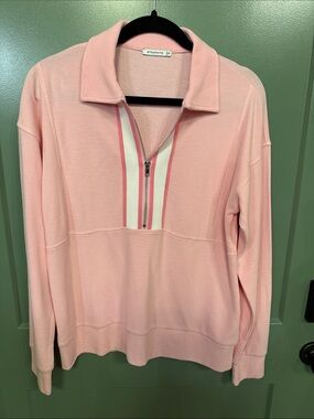 NWOT Staccato Blush Pink Quarter-Zip pullover with Contrast Stripe